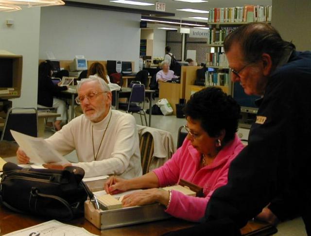 George Aldis, Diana Skaggs and Walter Aldis in Chatham Kent Ontario (Canada) Library